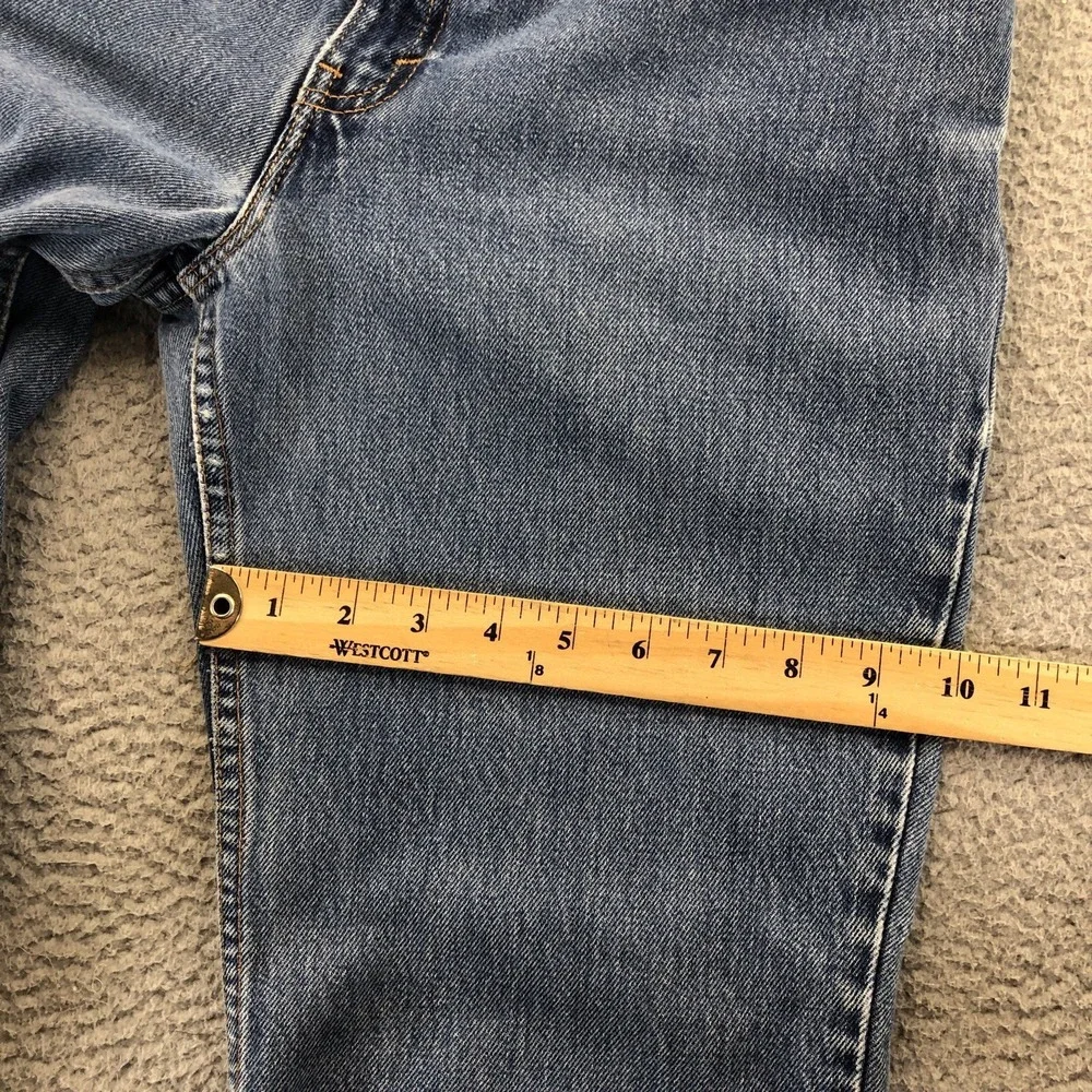 Vintage Levis Jeans Womens 28x29 Blue 517 Bootcut Raw Hem 90s Made In USA